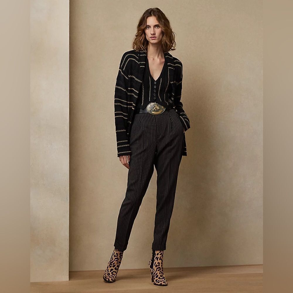 Ralph Lauren Pre-Fall ‘23 Embroidered Stripe Crochet Knit Silk Linen Vest - Picture 8 of 17